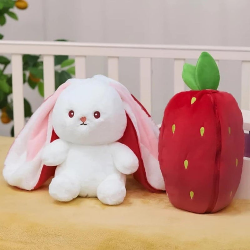 Fusked Flufies Breathing Teddy Soft Toy - 25 cm Sensory Musical Rabbit with Strawberry - Image 5